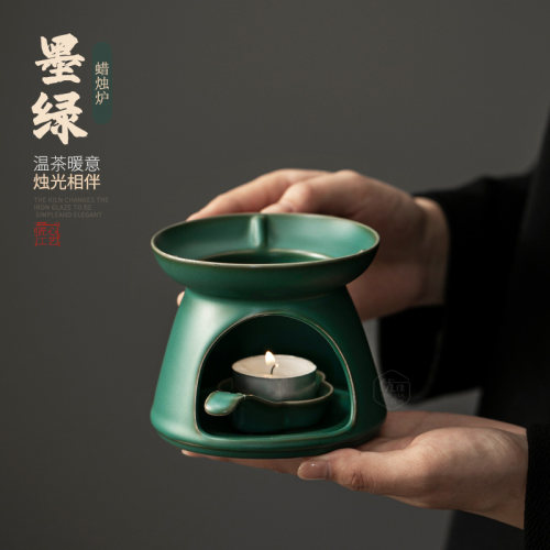 复古墨绿蜡烛炉茶壶加热底座