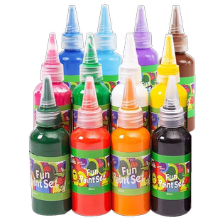 颜料儿童无毒水粉颜料可水洗手指画颜料幼儿园专用套装12色宝宝绘画石膏娃娃颜料手印画白色柠檬黄涂鸦免调色