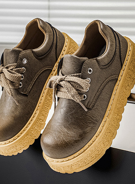 天下鞋店SC8805新款厚底增高大头工装皮鞋