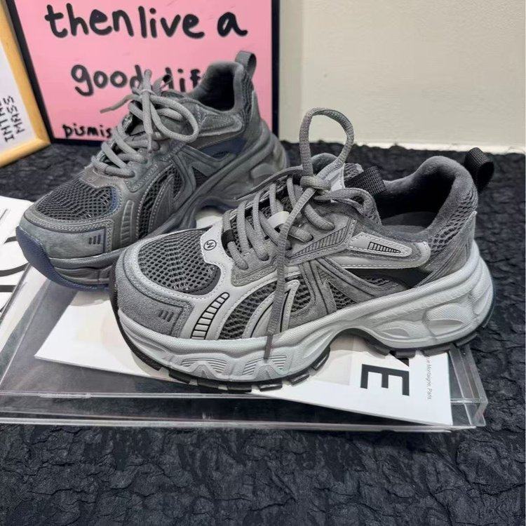 新品真皮版！厚底老爹鞋女2026春季新款复古百搭轻便舒适休闲运动,女鞋,时尚休闲鞋,淘宝优惠券,粉丝福利购,淘宝优惠卷