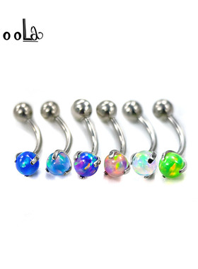 F136钛合金果冻澳宝耳骨钉爆闪4mm流光欧泊球弯杆rook钉亲肤眉钉