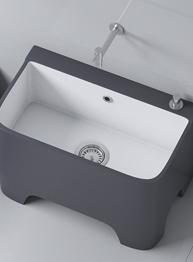 元匠阳台灰色洗拖把池家用卫生间大号陶瓷拖布高脚式中号槽池