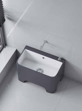 元匠阳台灰色洗拖把池家用卫生间大号陶瓷拖布高脚式中号槽池