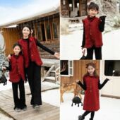 母女款 秋冬2025新款 拜年服背心裙马甲 中国风保暖棉服亲子装 新中式