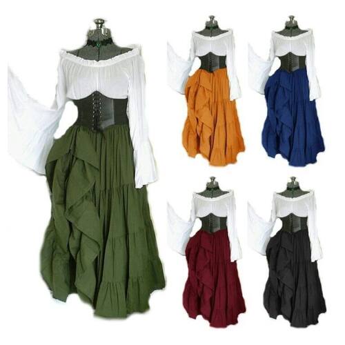 Long sleeved dress women's medieval clothing欧美女长袖连衣裙