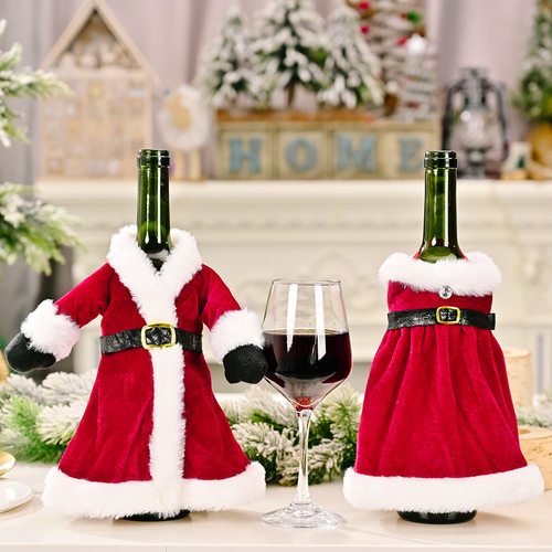 Christmas dress wine bottle home dining table Red wine dress