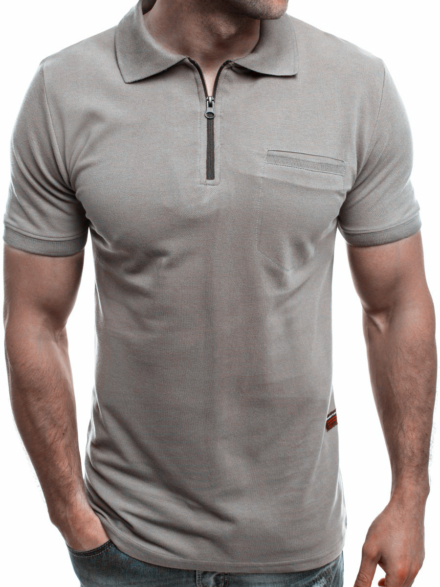 Men's solid color lapel short sleeved T-shirt男翻领短袖T恤