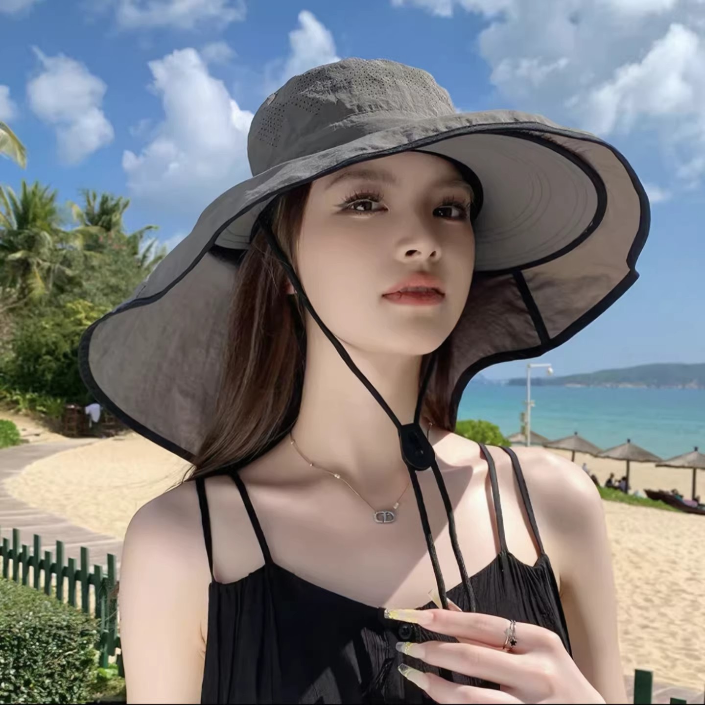 夏季透气太阳帽女款2026新款巨好看的防晒帽薄款洋气大帽檐遮阳帽