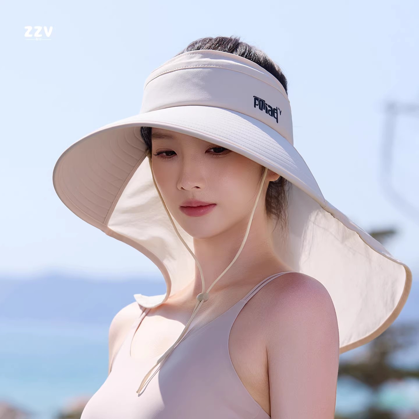 全方位防晒帽女夏季大帽檐遮阳帽护颈防紫外线骑车空顶渔夫太阳帽