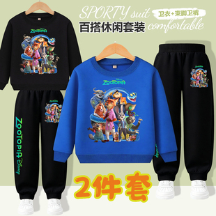 疯狂动物城卫衣套装尼克朱迪纯棉加绒长袖t恤印花大码男装亲子装