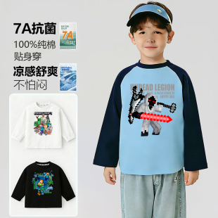 2026我的世界男童长袖纯棉t恤小学生A类MC末影人史蒂夫薄款衣服女