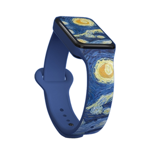 适用红米手环2代带硅胶印花小米智能手环腕带手表替换带运动卡通可爱时尚个性潮男女生印花梵高星空款