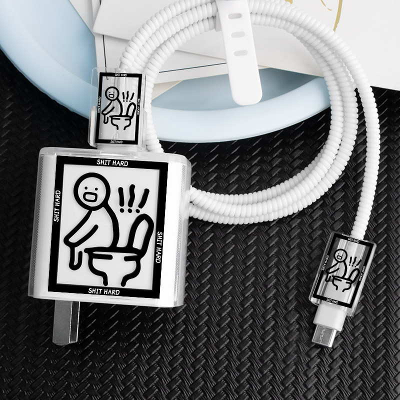 适用小米120w充电器保护套红米K50pro黑鲨MIX4黑鲨5pro数据线套搞怪透明款手机壳动漫人物小米10至尊纪念版