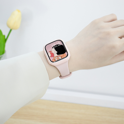 适用苹果s9手表表带智能苹果iwatch9/8/7/6/5/4/3代苹果手表se/s8运动女款表带苹果ultra2简约春夏季防水腕带