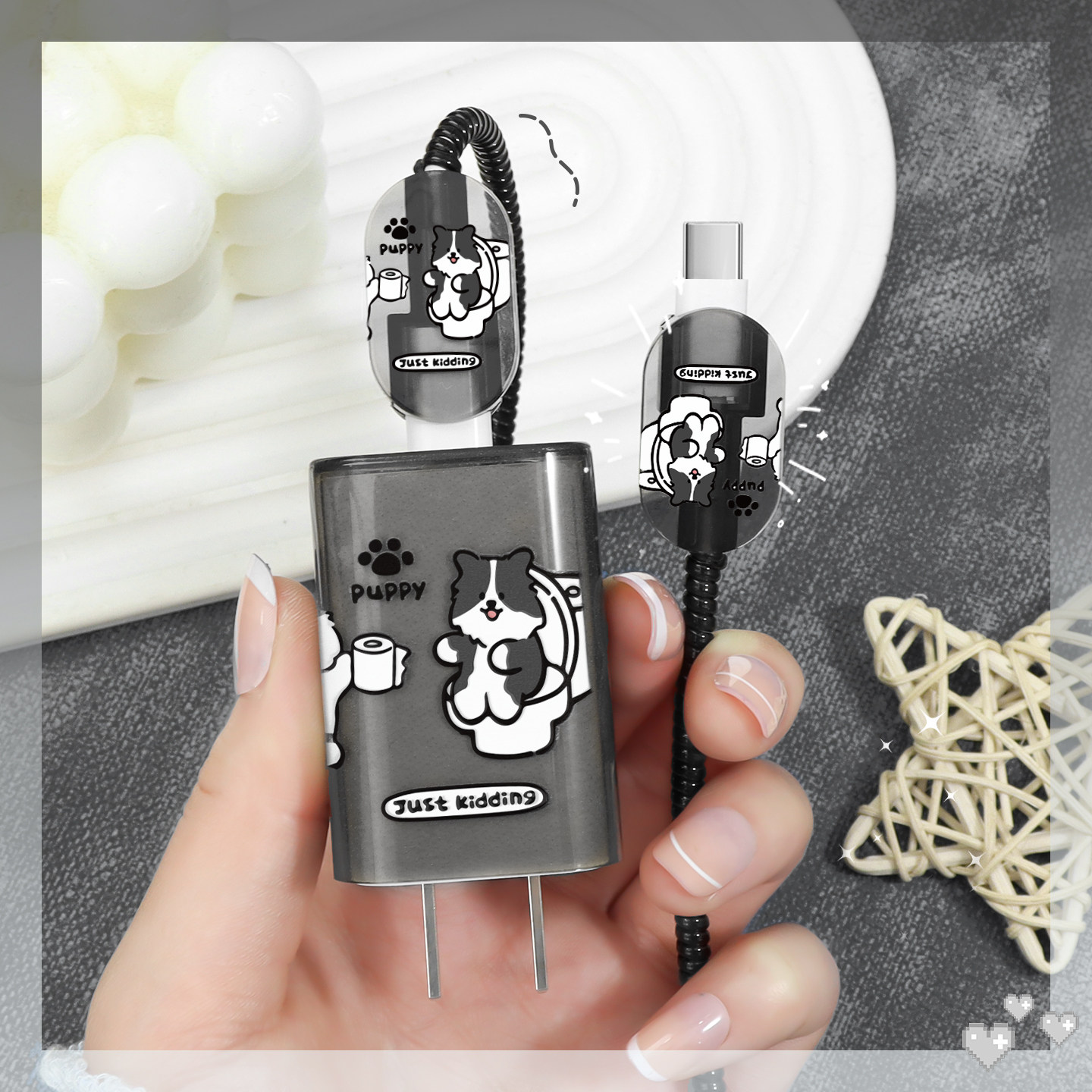 适用数据线套缠绕绳华为pura80/purax透明印花款充电器保护套华为matex7/华为matexTs充电线全包耐脏线套66W,3C数码配件,充电器保护套,淘宝优惠券,粉丝福利购,淘宝优惠卷