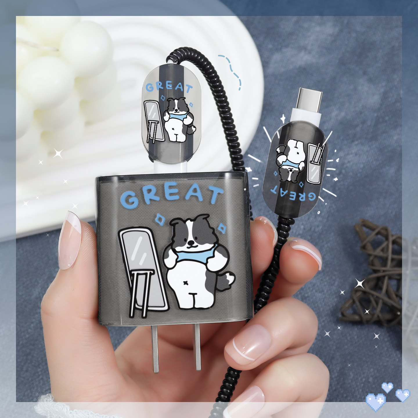 适用数据线缠绕绳苹果17Promax17防断裂修复神器20W快充iPhone16e透明印花充电器保护套苹果15/14保护壳iPad,3C数码配件,充电器保护套,淘宝优惠券,粉丝福利购,淘宝优惠卷