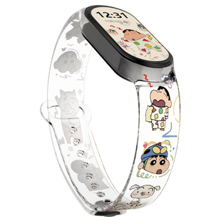 适用小米手环9表带8手表7腕带6运动5智能NFC版新款透明印花卡通可爱表带4夏天3男女生通用四五六七八九代高级