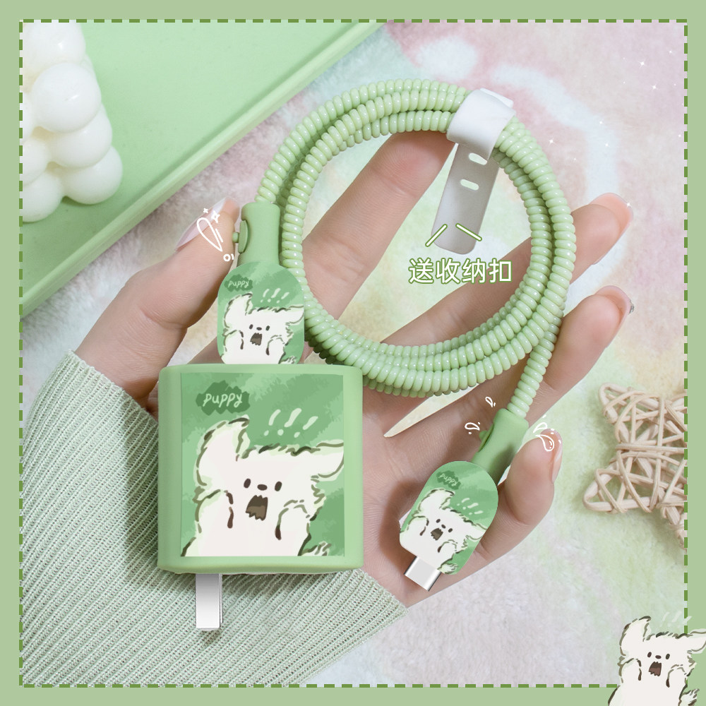 充电器数据线保护套印花硅胶新款