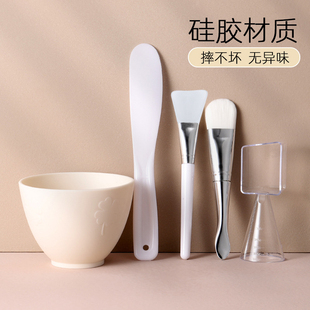 面膜碗套装 硅胶面膜刷双头软毛扇形平头透明涂抹泥膜面部美容工具