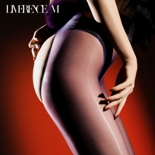 涞觅「果冻甜心」极光油亮开口丝袜女薄款 袜 性感油光情调透明连裤