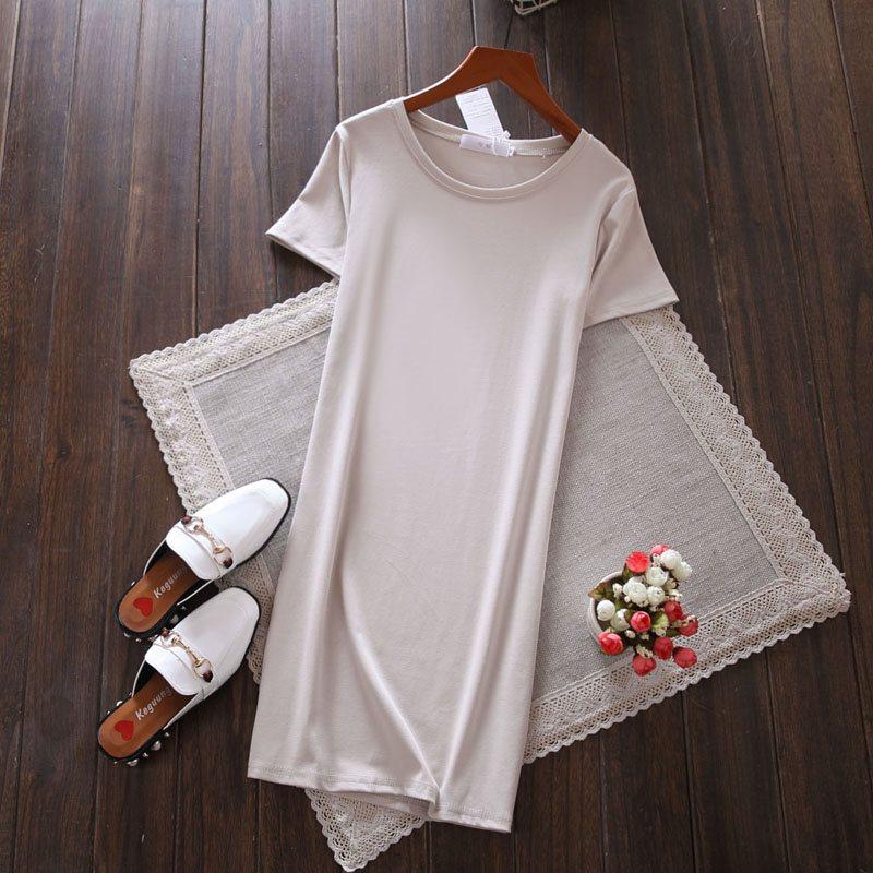 2019夏季新款簡約韓版純棉中長款修身顯瘦短袖圓領打底衫t恤裙女在類目 女裝/女士精品, T恤中 - 來自Buy2taobao.com提供專業的淘寶代購服務