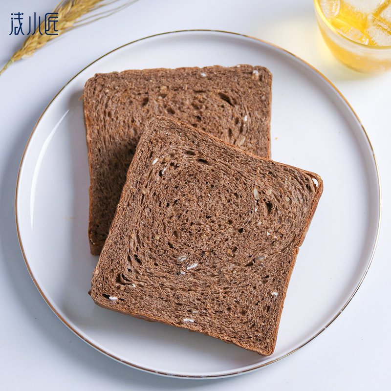 浅小匠黑麦吐司切片手工全麦面包早餐食品健身饱腹代餐早餐面包片