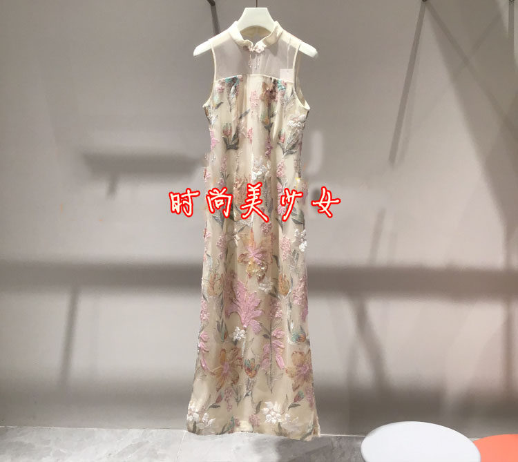 现货速发2023夏新旗袍式中国风亮片绣连衣裙CTA2086220