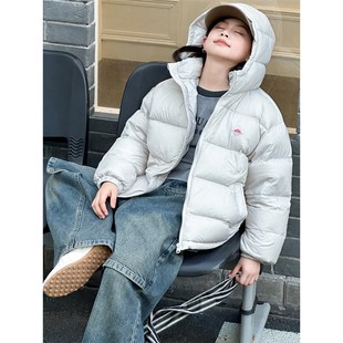 欧洲站韩系秋冬新款儿童羽绒服短款鹅绒女童男童中大童外套加厚连