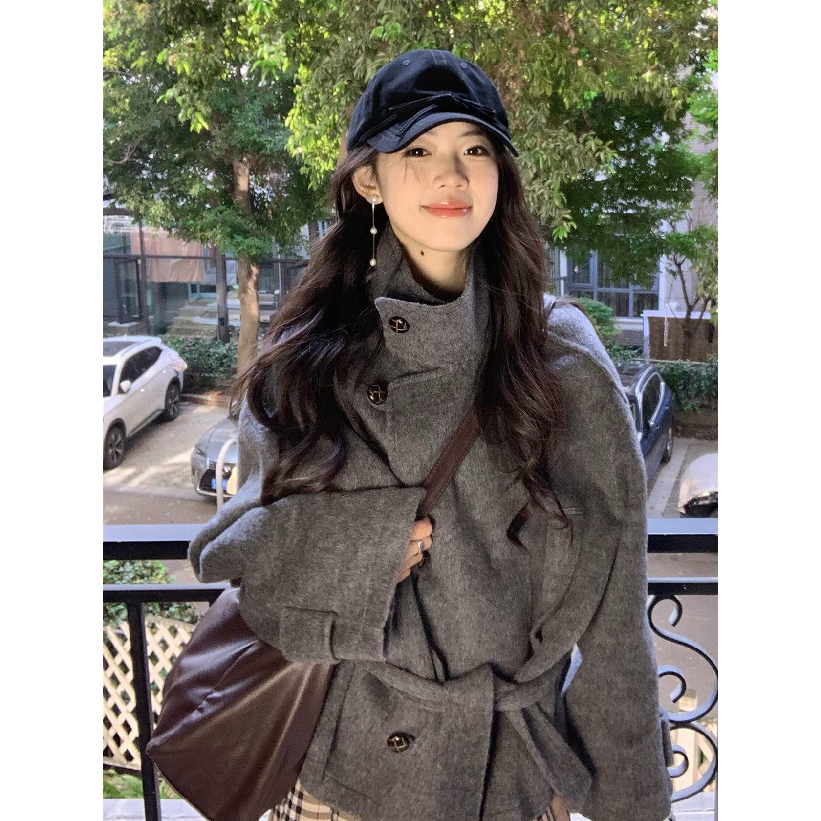 欧洲站灰色立领呢子大衣女2025新款毛呢外套小个子赫本风高级感韩,女装/女士精品,毛呢外套,淘宝优惠券,粉丝福利购,淘宝优惠卷