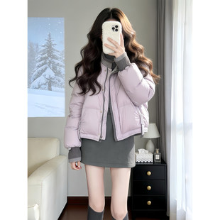 欧洲站粉色白鸭绒羽绒服女2025冬季新款版型巨好看的冬装短款小个