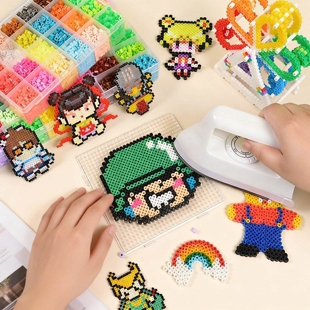 熨烫珠拼图魔法珠儿童diy玩具5mm珠粘豆魔豆 彩珠粘贴画益智力