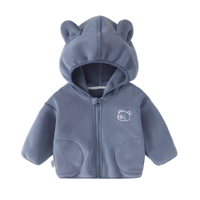 婴儿连帽外套冬装秋冬款新品男童棉服女童宝宝儿童加绒保暖上衣