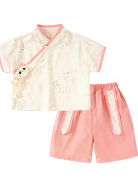 男童短袖汉服套装夏装小女童古风夏季新品宝宝T恤短裤中式两件套