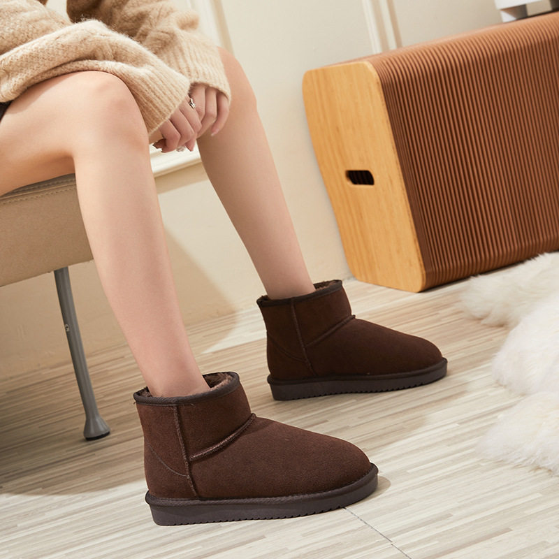 2022冬季现货雪地靴女短筒加厚加绒棉鞋新款保暖平底防滑雪地棉冬