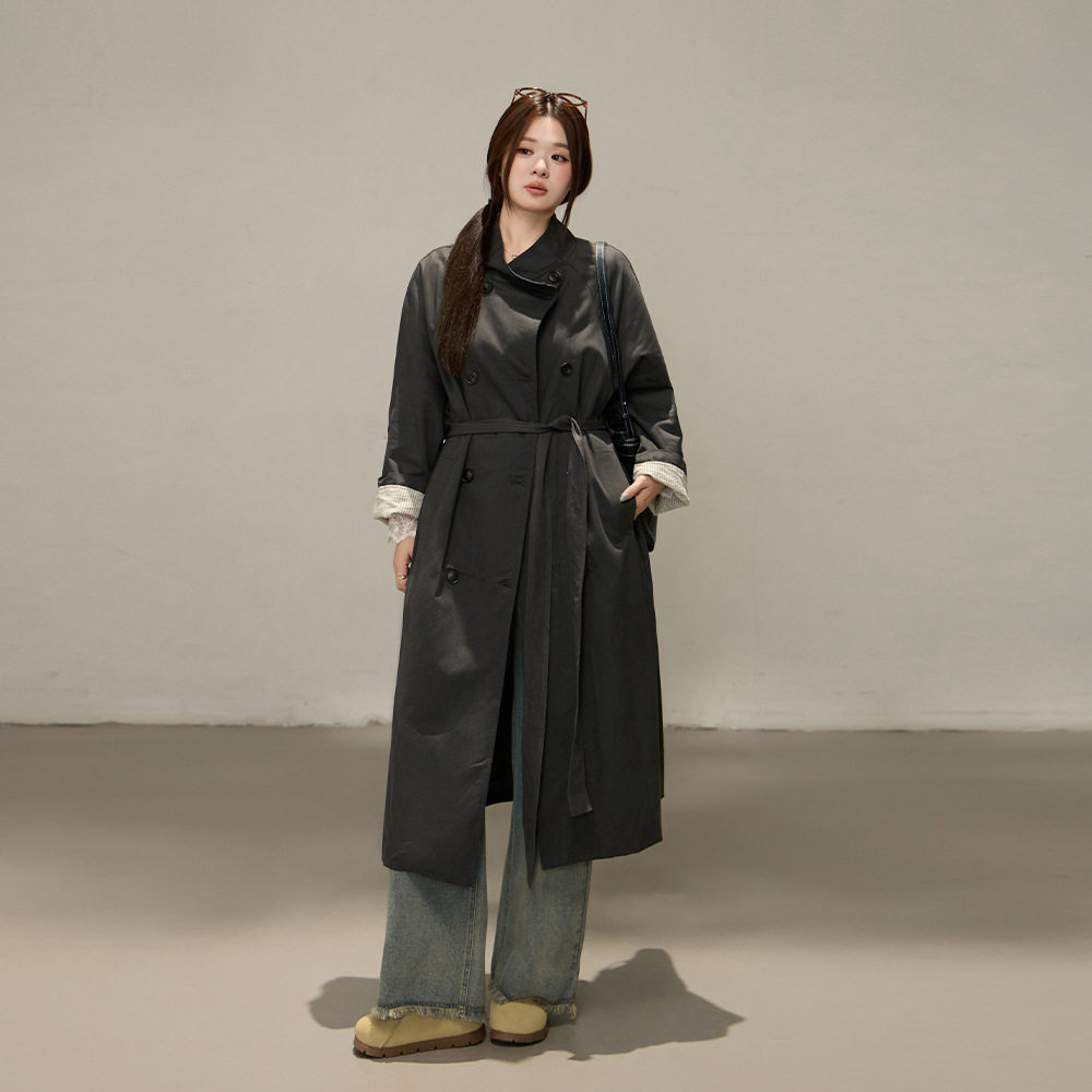 2026春秋冬季韩系百搭立领风衣秋装新款胖mm大码女装宽松外套大衣