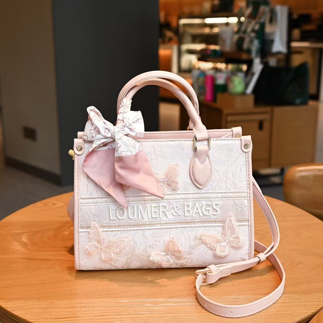 2026新款蝴蝶刺绣托特包大容量通勤休闲气质女包广州女包斜跨钱包