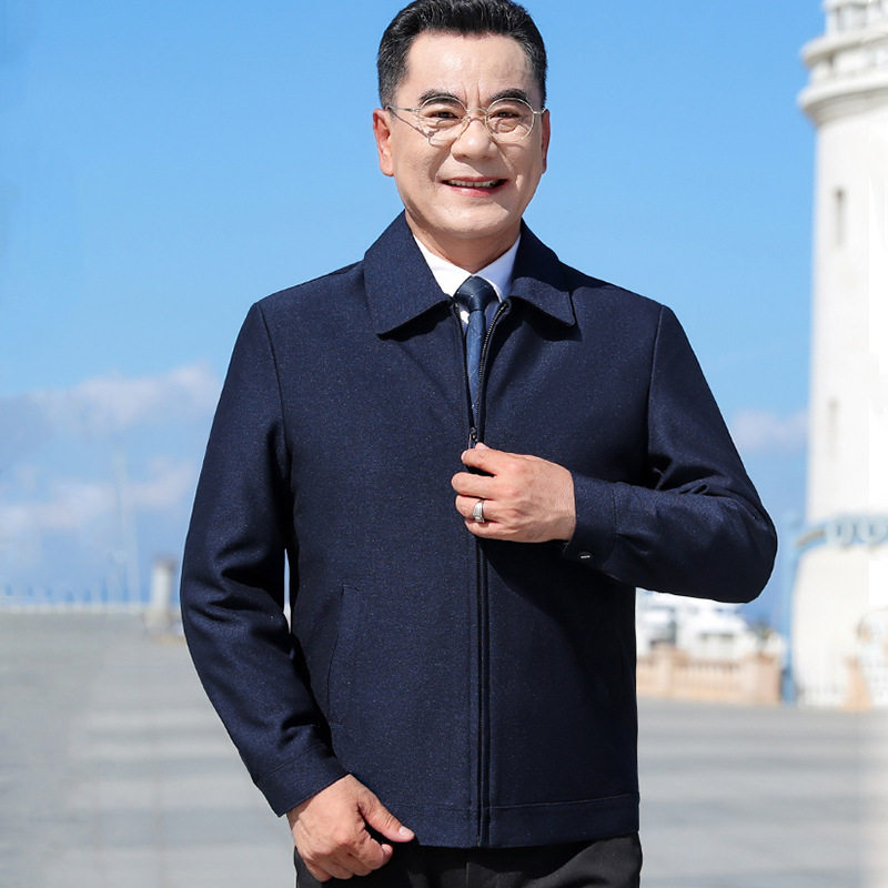 2026春秋新款中年男士夹克衫休闲上衣爸爸春装中老年40-50岁外套
