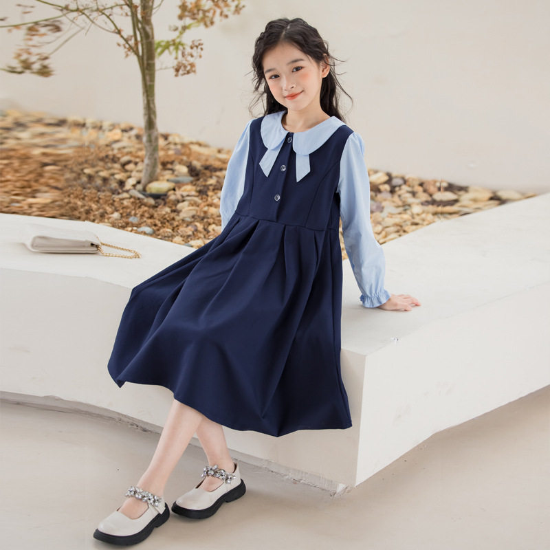 亲子装女童长袖连衣裙学院风公主裙2026春秋过膝裙子洋气大童女装