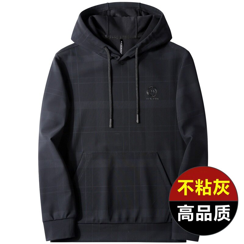 秋冬季新款高端不粘灰连帽卫衣男士带帽卫衣创意大码男装连帽卫衣