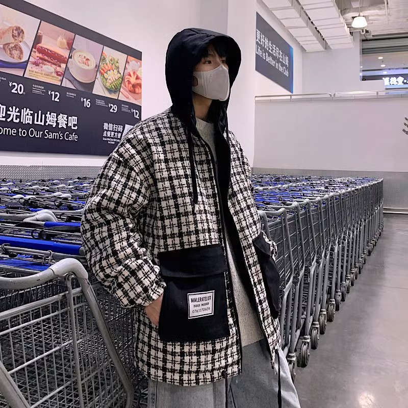 709-MY906-P12523冬单人加厚拉链格子外套休闲潮流棉衣男,男装棉衣,星座709-2