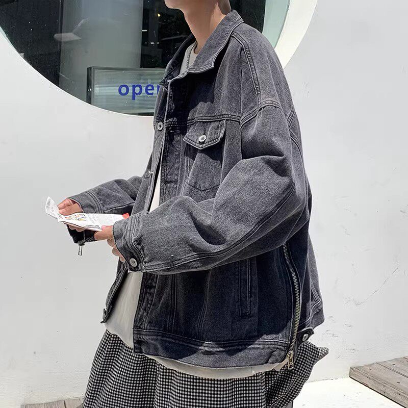 709-2-JK831-P95春单人牛仔全棉袖口侧边拉链开衫翻领夹克外套,男装夹克,星座709-2