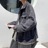 709-2-JK831-P95春单人牛仔全棉袖口侧边拉链开衫翻领夹克外套，男装夹克，星座709-2