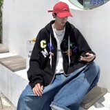 709-2-W609-P80春单人连帽新华夫格多色贴布印花大码卫衣男，男装卫衣，星座709-2