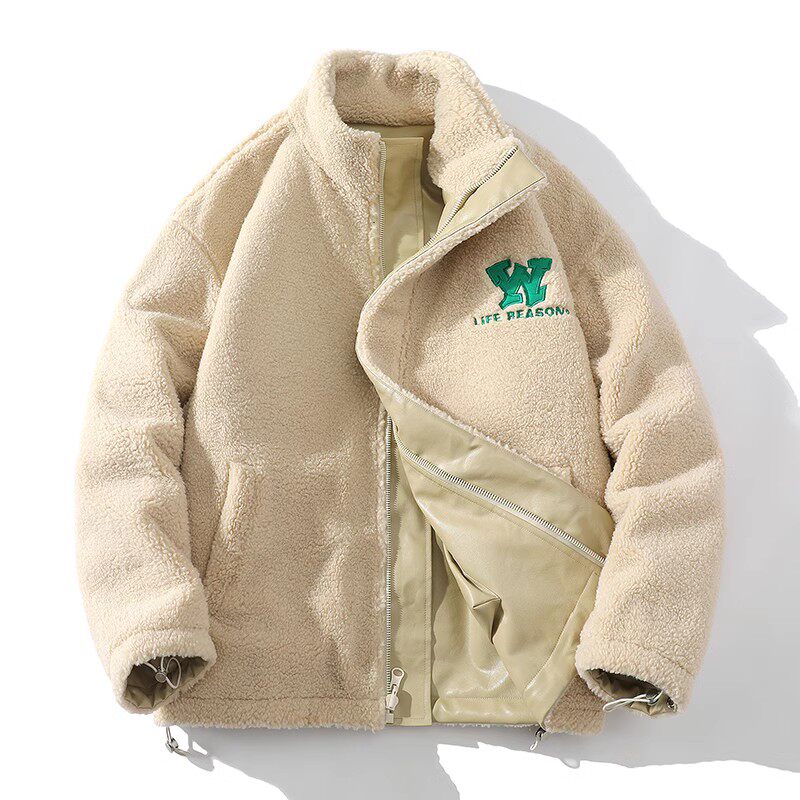 709-MY1006-P15023冬款白底皮衣加羊羔毛双面穿刺绣立领棉衣男,男装棉衣,星座709-2