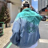 709-2-JK825-P105春单人拼色全棉刺绣小熊潮流牛仔夹克外套，男装夹克，星座709-2