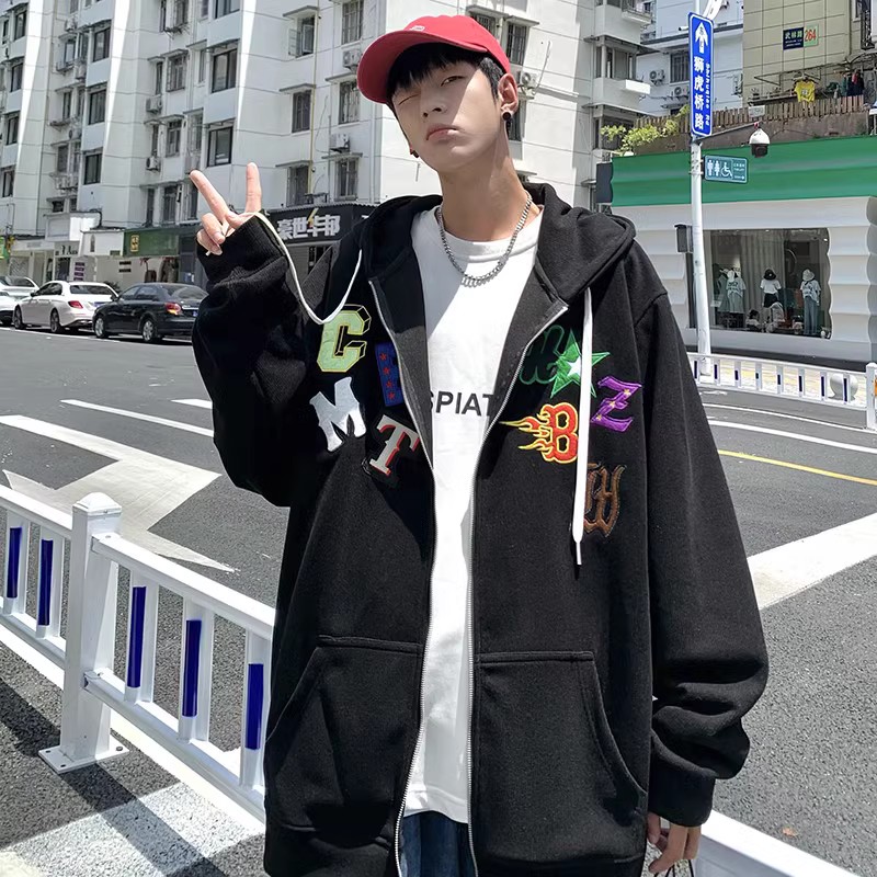 709-2-W609-P80春单人连帽新华夫格多色贴布印花大码卫衣男,男装卫衣,星座709-2