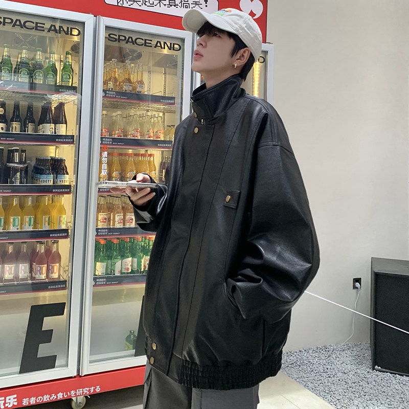 709-2-JK876-P115春单人复古立领皮衣外套宽松大码百搭夹克,男装夹克,星座709-2