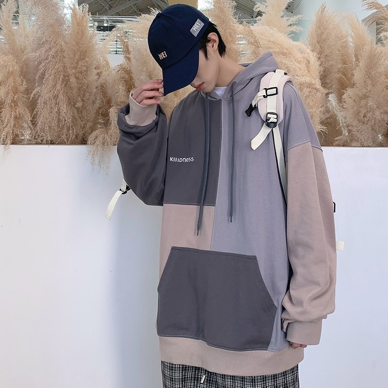 709-2-W300-P7523秋款单人全棉拼色贴布连帽上衣休闲百搭卫衣男,男装卫衣,星座709-2
