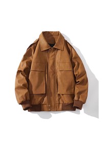 709-2-JK827-P115 春白底 pu皮衣大口袋复古潮流设计百搭夹克外套图片