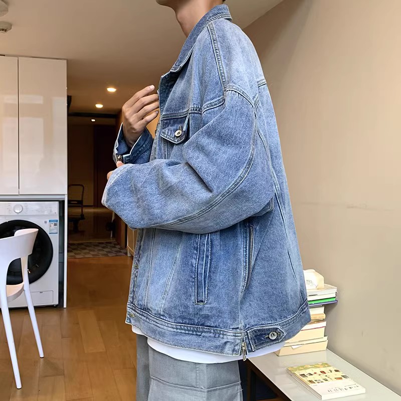 709-2-JK831-P95春单人牛仔全棉袖口侧边拉链开衫翻领夹克外套,男装夹克,星座709-2